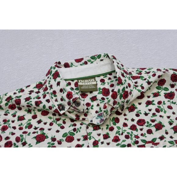 Dravus Mountain Camp Shirt Floral Roses Button Up Mens Size Small - Picture 7 of 8